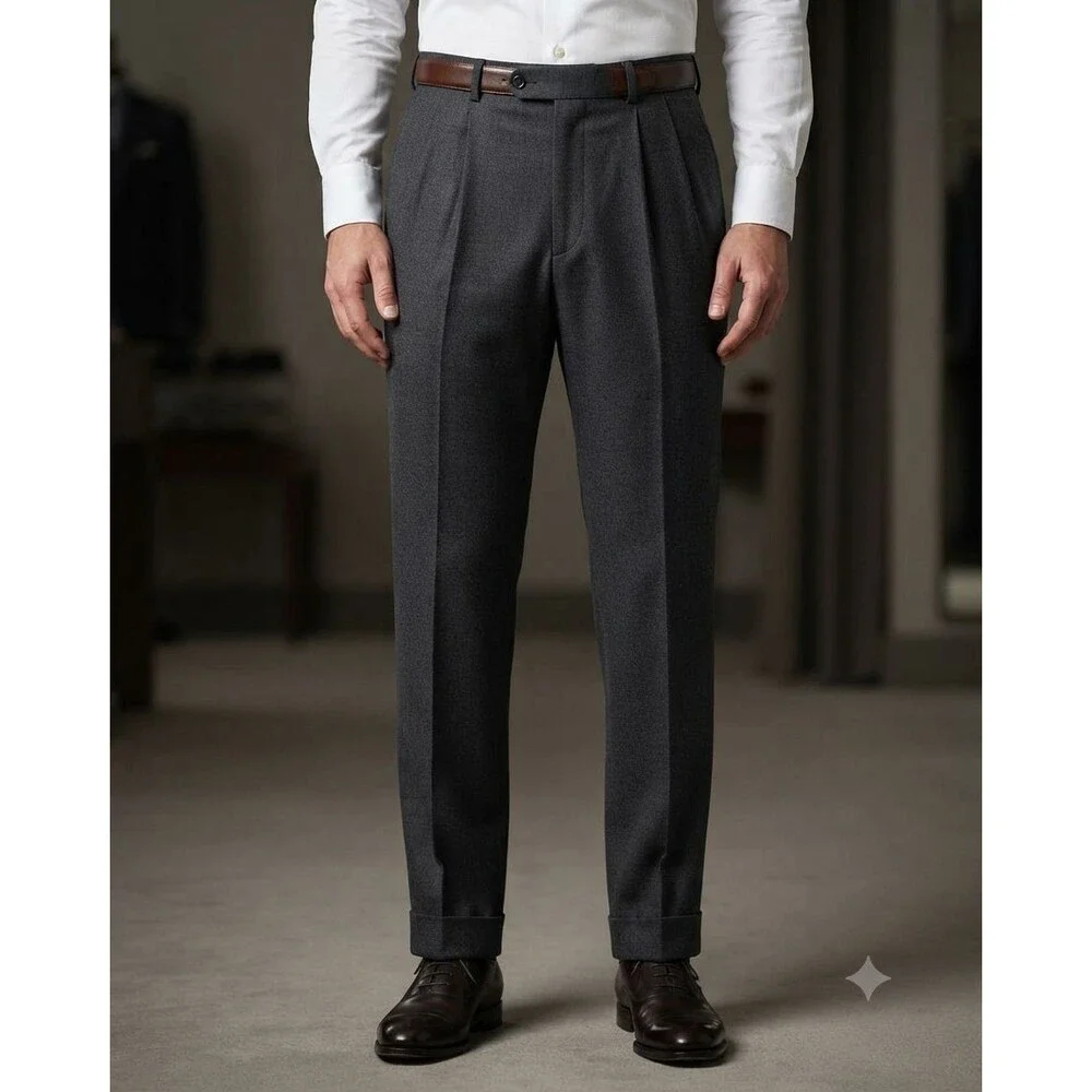 Vintage Lauren Ralph Lauren Men’s 36x32 Gray Wool Dress Pants Pleated Cuffed